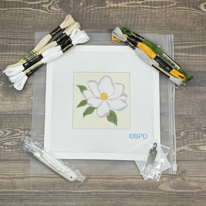 Magnolia Needlepoint Design - Front View - Blue Poppy Designs