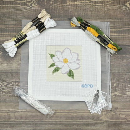 Magnolia Needlepoint Design - Front View - Blue Poppy Designs