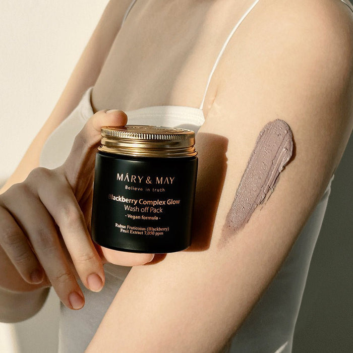 Mary & May Vegan Blackberry Complex Glow Wash Off Pack 125g مجموعة غسول التوت الأسود النباتية من ماري آند ماي - Princess Cosmetics Qatar