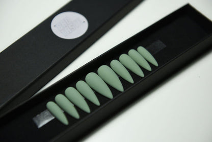 MATCHA GREEN – Matte Green Press On Nails | Handmade Reusable Fake Nails