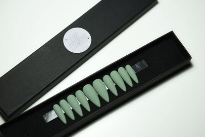 MATCHA GREEN – Matte Green Press On Nails | Handmade Reusable Fake Nails