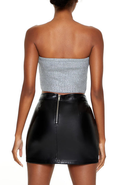 Metallic Sweater-Knit Tube Top