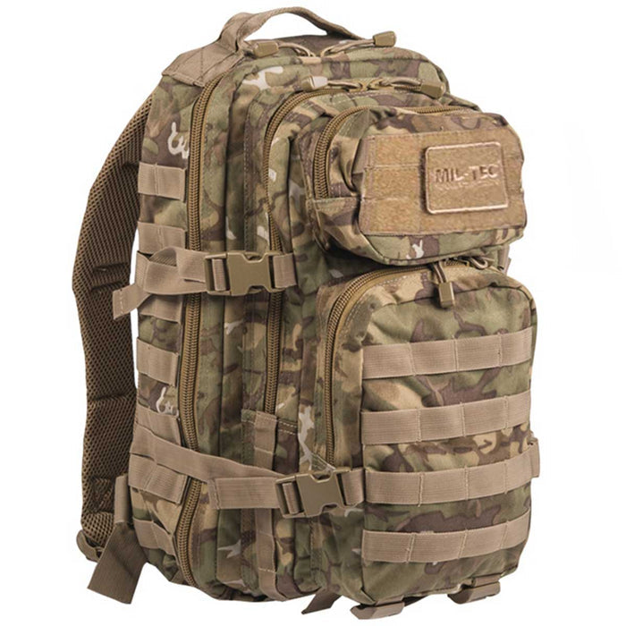 front mil tec 20l assault pack woodland arid front