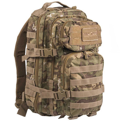 front mil tec 20l assault pack woodland arid front