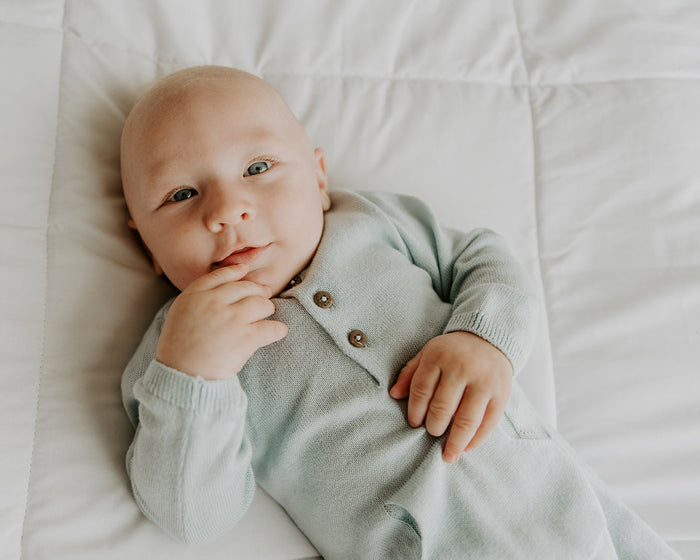 Milan Knit Organic Kangaroo Pocket Coverall Romper for Babies - Viverano
