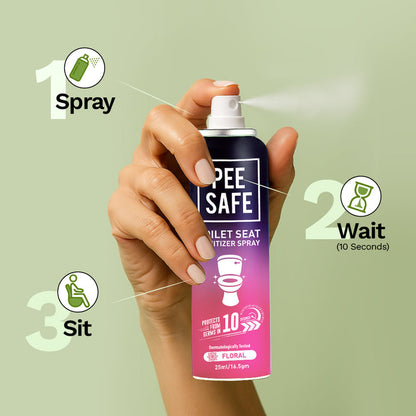 Pee Safe Mini Toilet Seat Sanitizer Spray (Floral) - 25 ML (Pack Of 6)