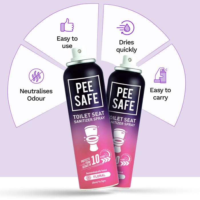 Pee Safe Mini Toilet Seat Sanitizer Spray (Floral) - 25 ML