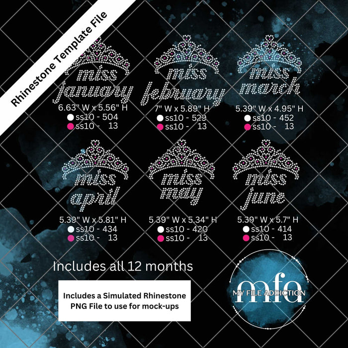 Miss Birthday Month 2 Rhinestone Template File