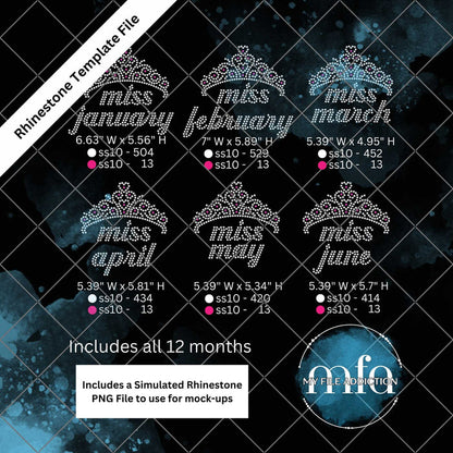 Miss Birthday Month 2 Rhinestone Template File
