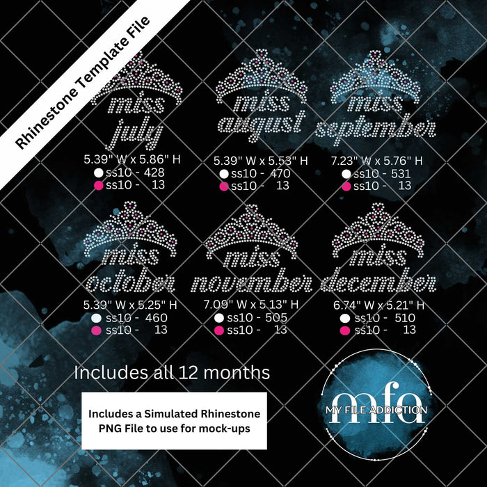 Miss Birthday Month 2 Rhinestone Template File