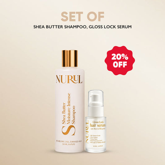 Moisture lock duo: Shea Butter Shampoo & Gloss lock Serum