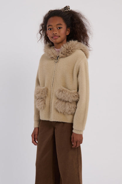 Molly Bracken Beige/Fur Sweater Jacket