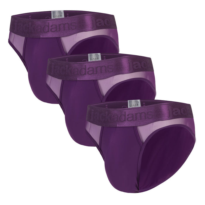 Monochrome Mesh Brief - 3 Pack - imperial purple - men's sexy, premium, functional underwear, jockstraps and thongs.