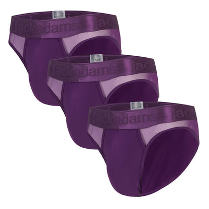 Monochrome Mesh Brief - 3 Pack - imperial purple - men's sexy, premium, functional underwear, jockstraps and thongs.