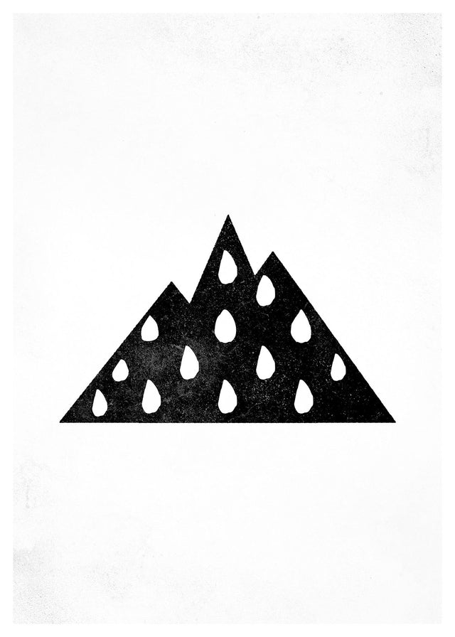 Mountain Silhouette Raindrops Print