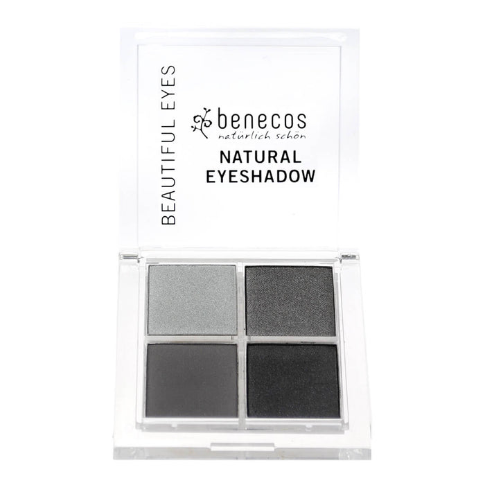 Natural eyeshadow set with 4 grey shades.