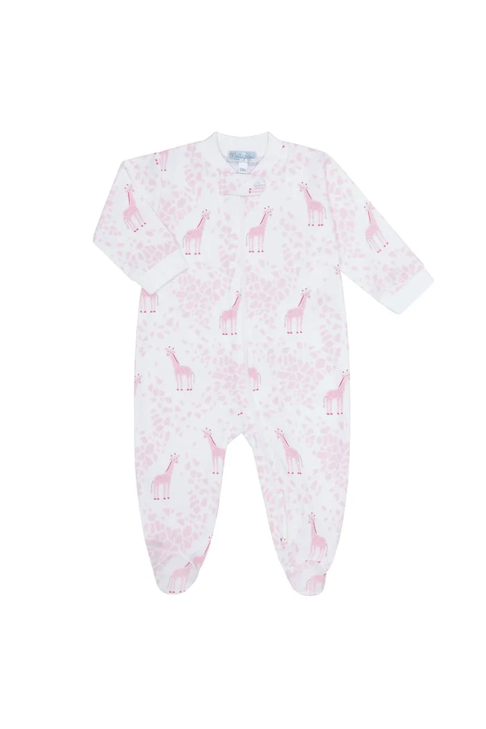 Nella Pima Pink Giraffe Zipper Footie