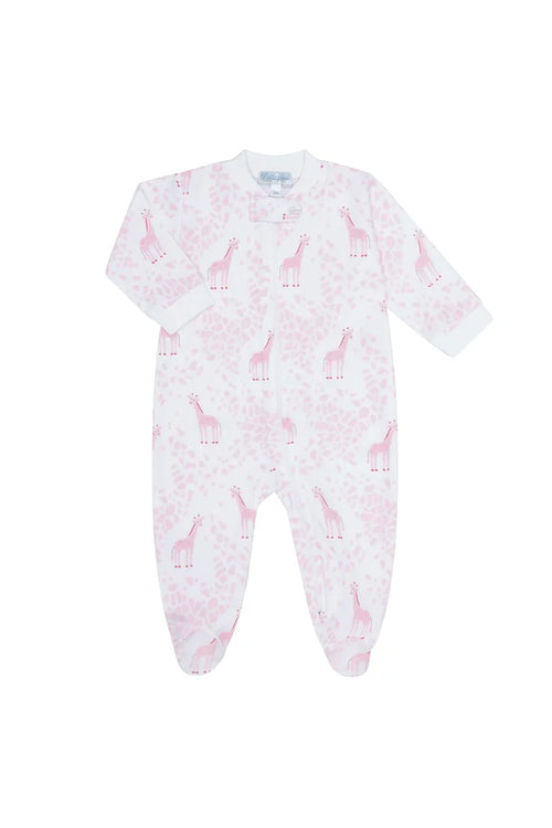 Nella Pima Pink Giraffe Zipper Footie