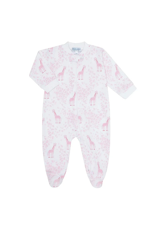 Nella Pima Pink Giraffe Zipper Footie