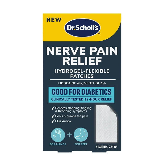 Dr. Scholl's nerve pain relief hydrogel-flexible patches box, 6 patches per pack