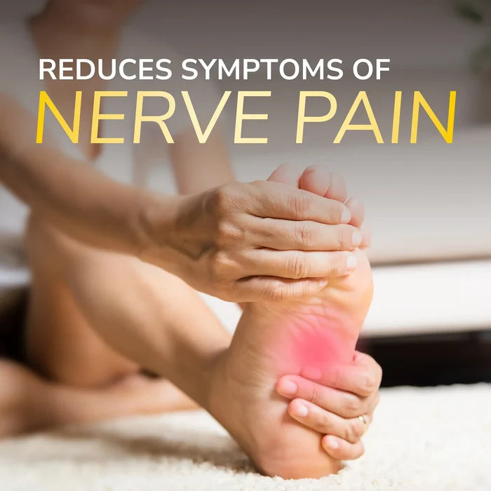 Hydrogel nerve pain relief patches concept on bare feet with targeted pain area