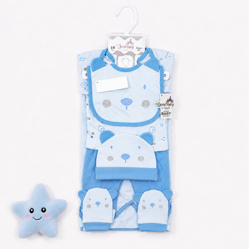 Newborn Starter Set - Cotton Interlock - 10 Pieces - Bear - Blue