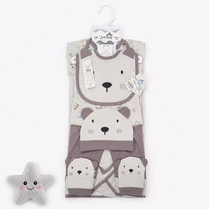 Newborn Starter Set - Cotton Interlock - 10 Pieces - Bear - Grey