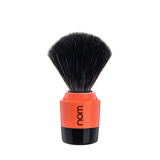 NOM Shaving Brush, Black Fibre, Plastic Black/Coral - BUYBARBER.COM