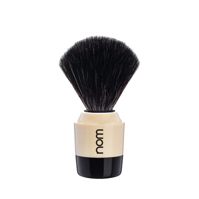 NOM Shaving Brush, Black Fibre, Plastic Black/Creme - BUYBARBER.COM