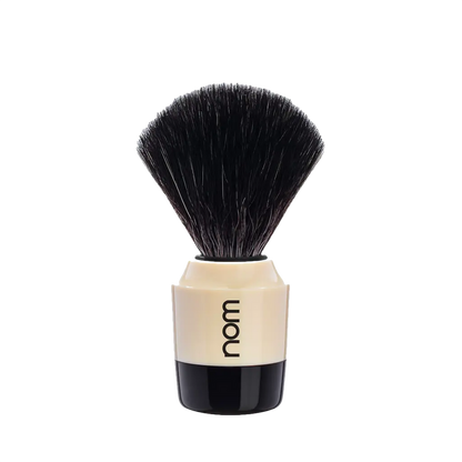 NOM Shaving Brush, Black Fibre, Plastic Black/Creme - BUYBARBER.COM