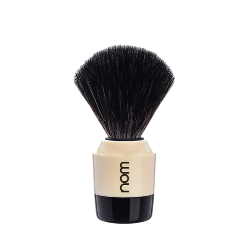 NOM Shaving Brush, Black Fibre, Plastic Black/Creme - BUYBARBER.COM