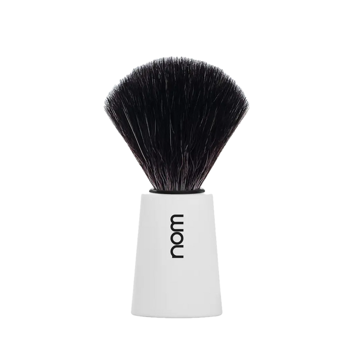 NOM Shaving Brush, Black Fibre, Plastic White - BUYBARBER.COM