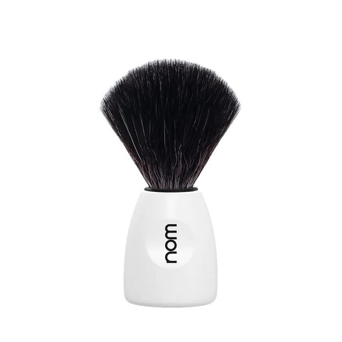 NOM Shaving Brush, Black Fibre, Plastic White - BUYBARBER.COM