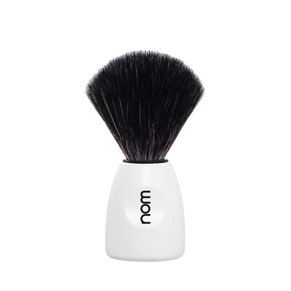 NOM Shaving Brush, Black Fibre, Plastic White - BUYBARBER.COM