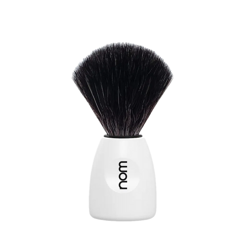 NOM Shaving Brush, Black Fibre, Plastic White - BUYBARBER.COM
