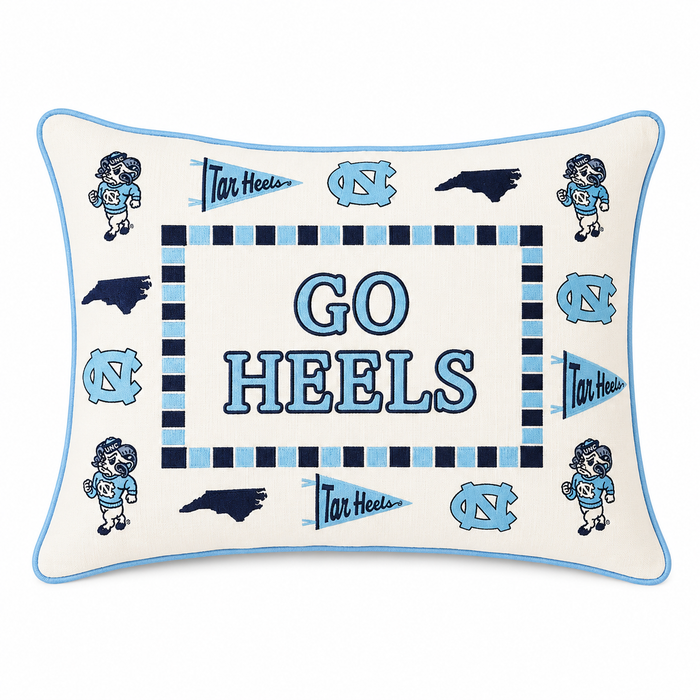 North Carolina Collegiate Icon Border Pillow - Main View - Little Birdie Home