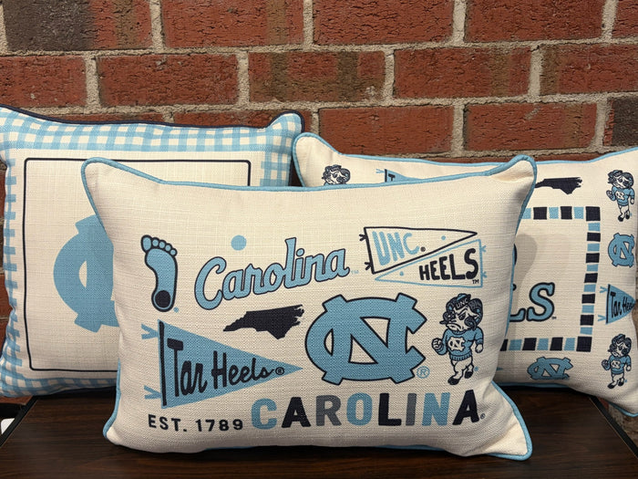 North Carolina Collegiate Icon Border Pillow