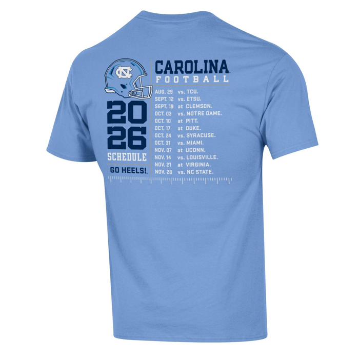 North Carolina Football Schedule T-Shirt for 2026 - Main View - Champion