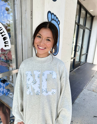 North Carolina Quilt Embroidered Mock Neck
