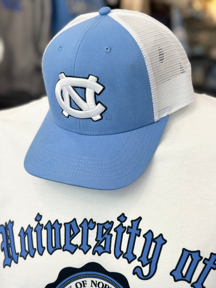 North Carolina Tar Heels Blue UNC Mid-Pro Snapback Trucker Hat MPS - Detail View - Legacy
