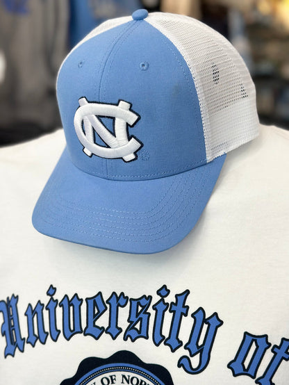 North Carolina Tar Heels Blue UNC Mid-Pro Snapback Trucker Hat MPS - Detail View - Legacy