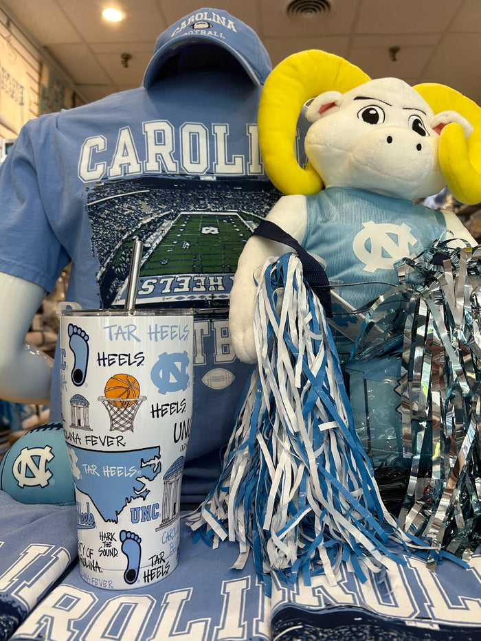 North Carolina Tar Heels Collage Stainless Steel Tumbler with Straw - Detail View - Magnolia Lane