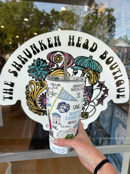 North Carolina Tar Heels Collage Stainless Steel Tumbler with Straw - Front View - Magnolia Lane