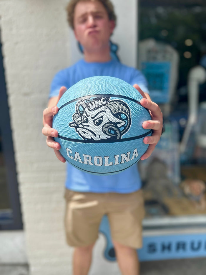 North Carolina Tar Heels Logo Brands Full Size Rubber Basketball - Detail View - Logo Brands