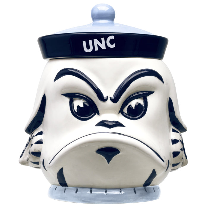 North Carolina Tar Heels Mascot Rameses Ceramic Cookie Jar with Lid - Main View - Neil Enterprises