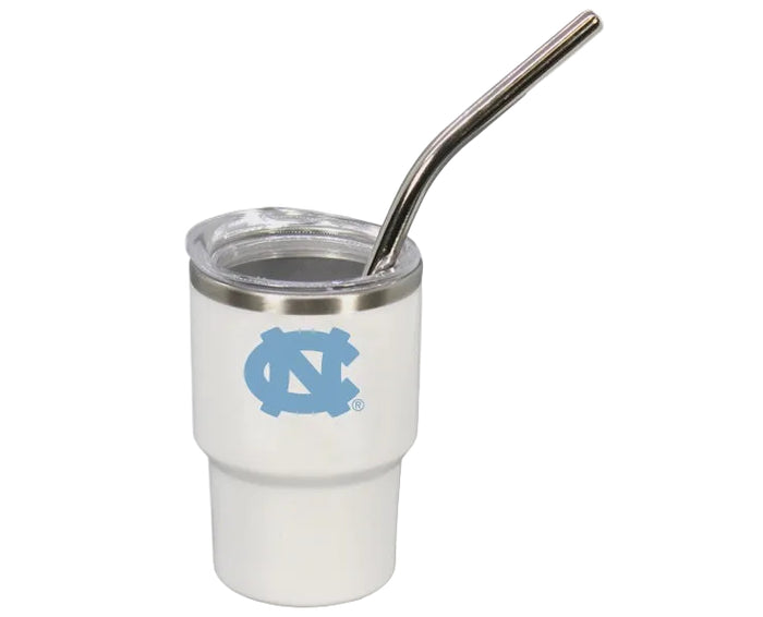 North Carolina Tar Heels Shotglass Tumbler with Straw - Main View - Jenkins Enterprises