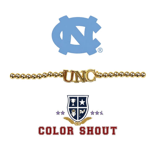 North Carolina Tarheels Gold Bead UNC Stretch Bracelet - Main View - Color Shout
