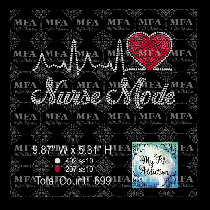 Nurse Mode Heartbeat Rhinestone Digital Download File - My File Addiction