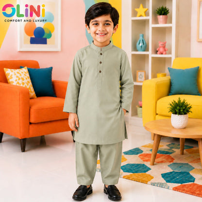 OLINI - All Season - Wash N Wear - Kurta Shalwar - Grey - YAM