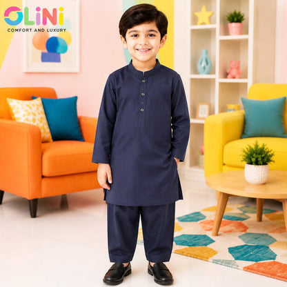 OLINI - All Season - Wash N Wear - Kurta Shalwar - Greyish Blue - YAM